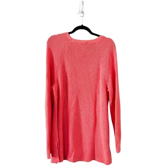 J. Jill Relaxed Knit Crew Neck Summer Sweater Coral Orange XL Petite - Picture 2 of 4